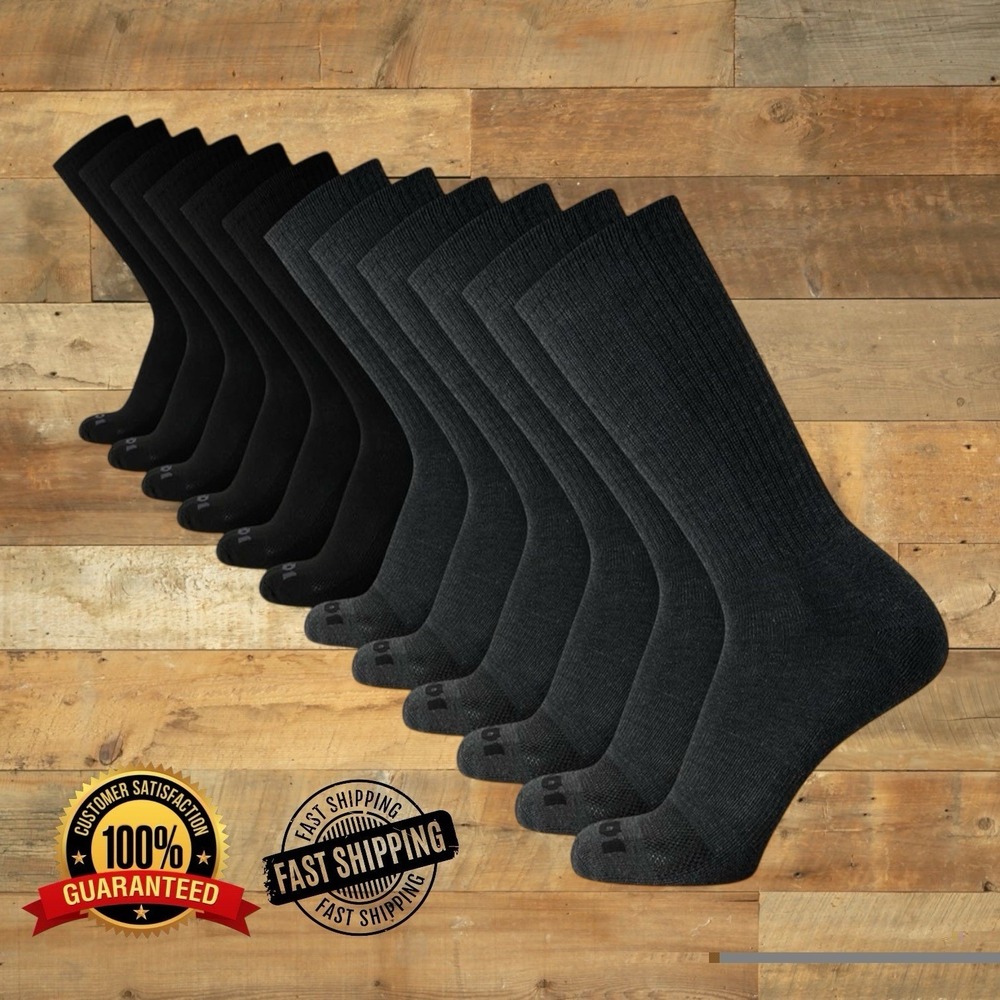 AND1 ProPlatinum Athletic‎ Performance Crew Socks 12-pk, 6-Pr Grey/6-Pr Black